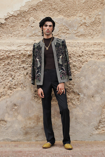 "Mystic Jungle" Hand Embroidered Structured Jacket (Men)